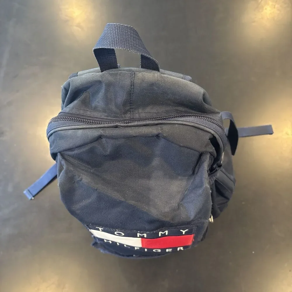 Vintage 90s Tommy Hilfiger Backpack Spell Out Big Flag Logo Preppy Old Money